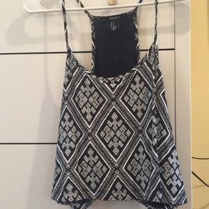 Black Tribal pattern F21 cropped tank